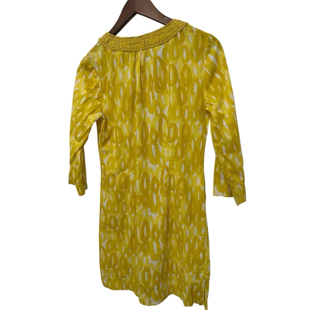 Boden Yellow Shift Dress Geometric Summer Boho Rhinestone Long Sleeve Size 2 - Picture 2 of 4